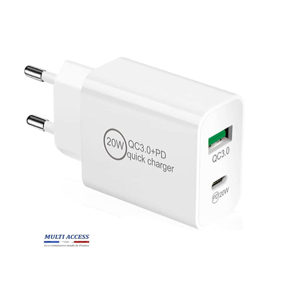 Chargeur USB C Rapide 20 W Secteur Pour iPhone 15/14/13/12 Samsung S23/S22/S21