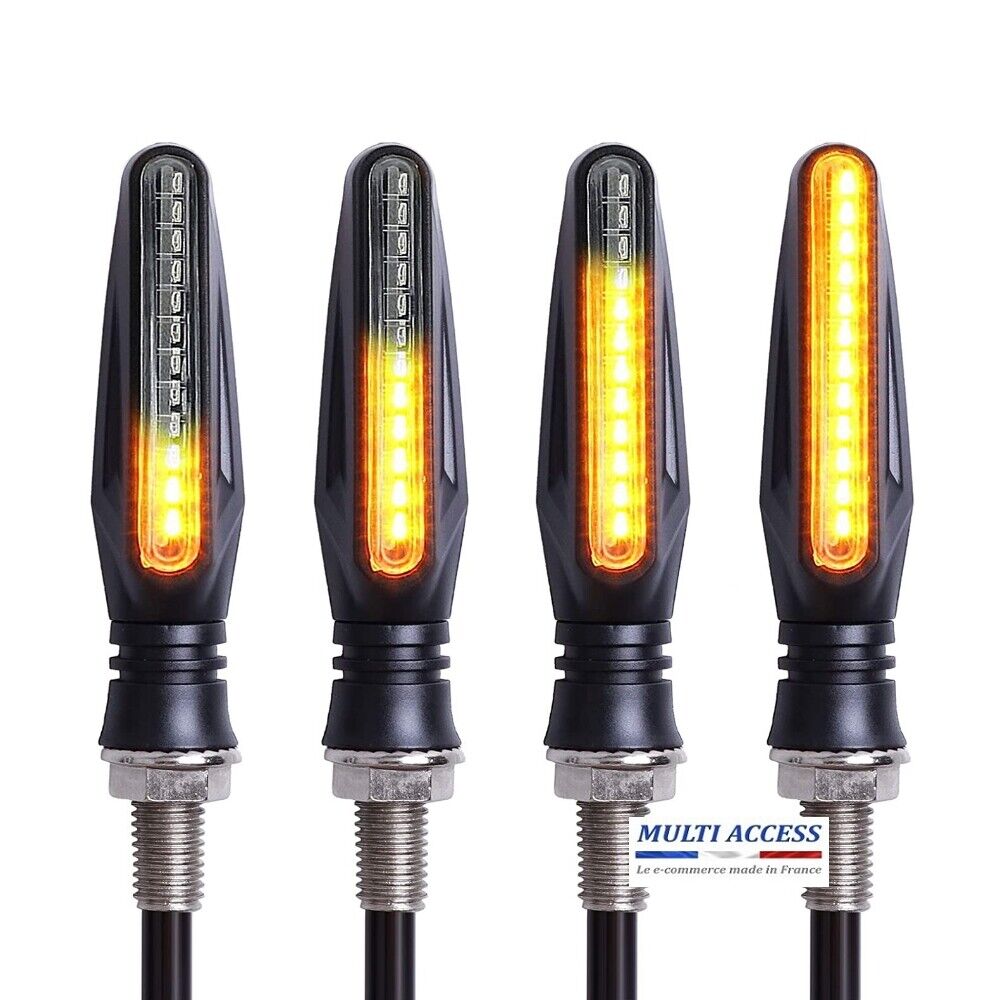 4 X Clignotants LED Séquentiel Ambre Moto Scooter Universel Ampoule Feu E11