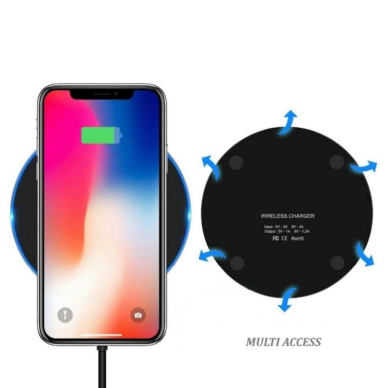 Chargeur sans Fil QI 10 W Charge Rapide pour iPhone 8/X/XS/XR Samsung S8/S9/S10