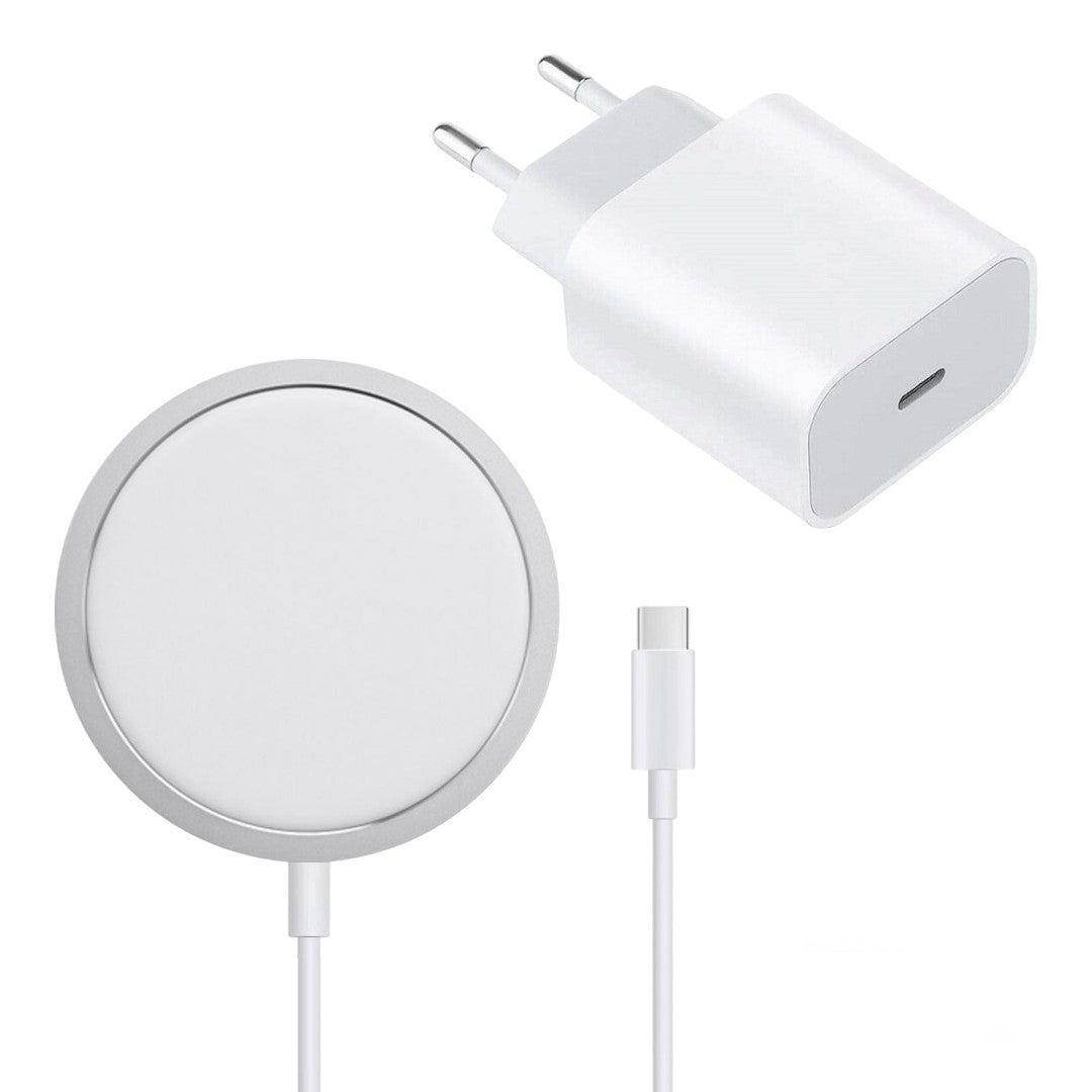 Chargeur sans fil + Secteur Compatible Magsafe 15W USB-C pour IPhone 15 14 13 12 11