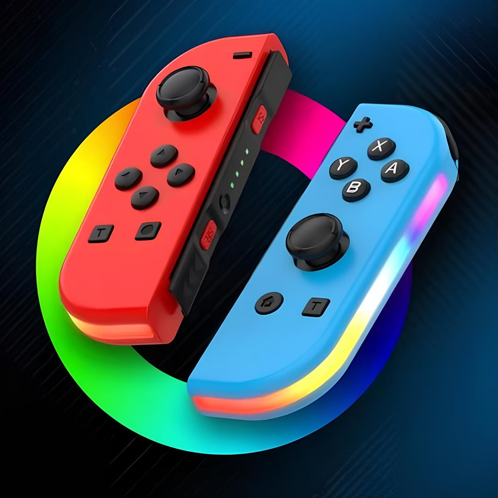 Manette pour Nintendo Switch Joy-Con Contrôleur sans fil Bleu Rouge LED RVB (Générique)