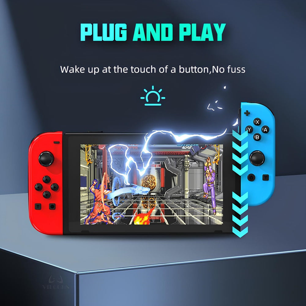 Manette pour Nintendo Switch Joy-Con Contrôleur sans fil Bleu Rouge LED RVB (Générique)