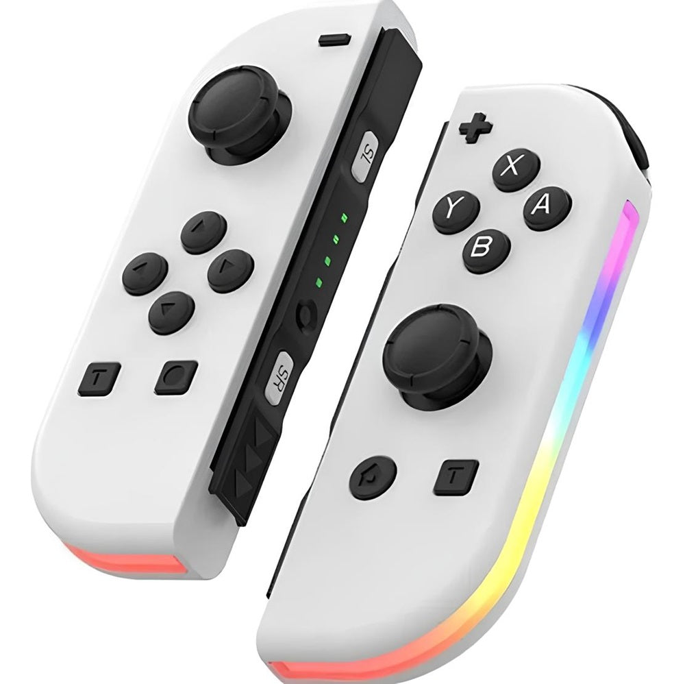Manette pour Nintendo Switch Joy-Con Contrôleur sans fil Blanc LED RVB (Générique)