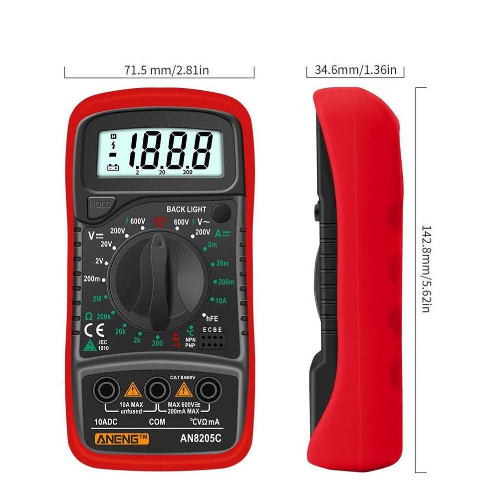 Multimètre Numérique Voltmètre 600V Testeur Electrique AC/DC Écran LCD + Pile