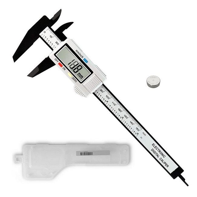 Pied à Coulisse Digital Fibre 0-150mm Caliper LCD Numérique Micromètre Vernier Caliper + Étui 1