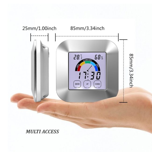 Thermomètre Hygromètre Numérique Température Humidité Max/Min Rétroéclairé Heure