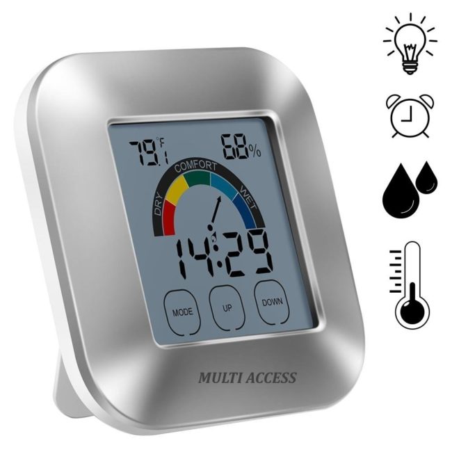 Thermomètre Hygromètre Numérique Température Humidité Max/Min Rétroéclairé Heure