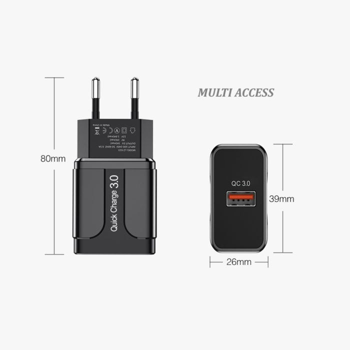 Chargeur secteur 1X USB Adaptateur universel charge rapide 4