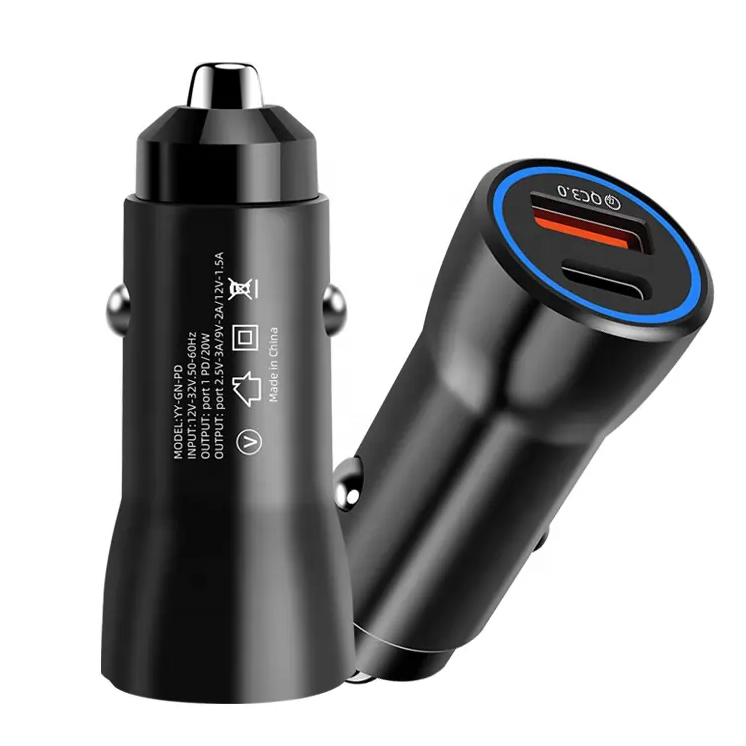 Chargeur allume cigare USB C Rapide Voiture PD & QC3.0 Noir Universel