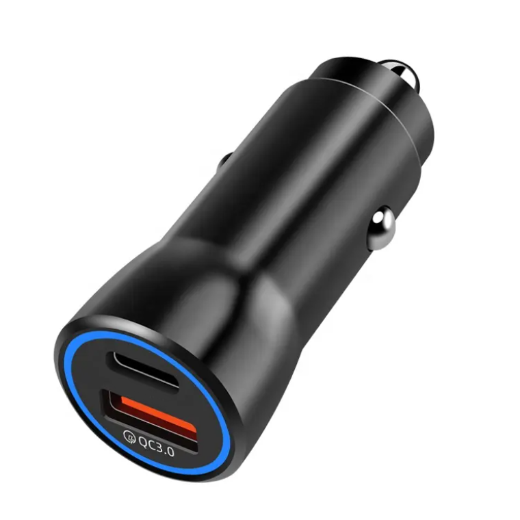 Chargeur allume cigare USB C Rapide Voiture PD & QC3.0 Noir Universel