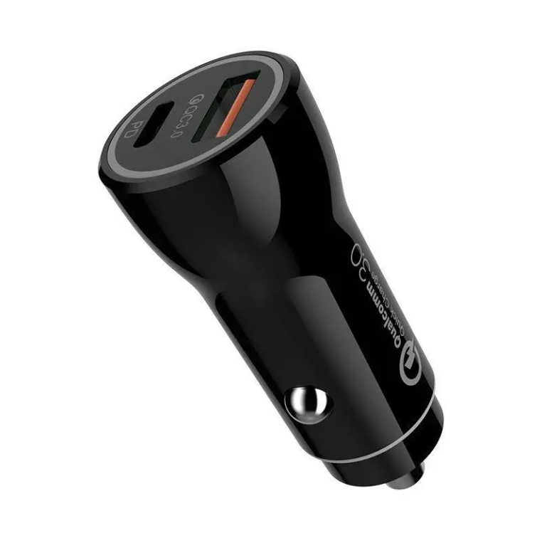 Chargeur allume cigare USB C Rapide Voiture PD & QC3.0 Noir Universel