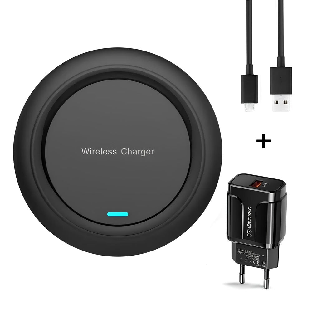 Chargeur sans Fil Rapide 15W Induction + Secteur Noir pour iPhone Samsung Xiaomi Google