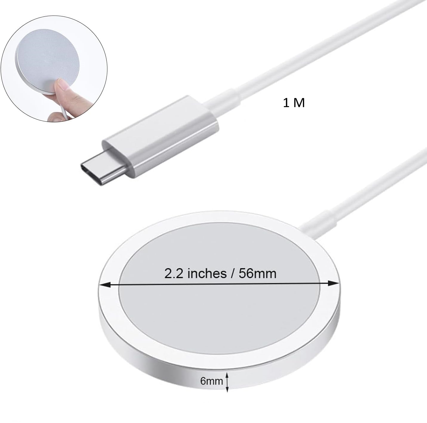 Chargeur sans fil + Secteur Compatible Magsafe 15W USB-C pour IPhone 15 14 13 12 11