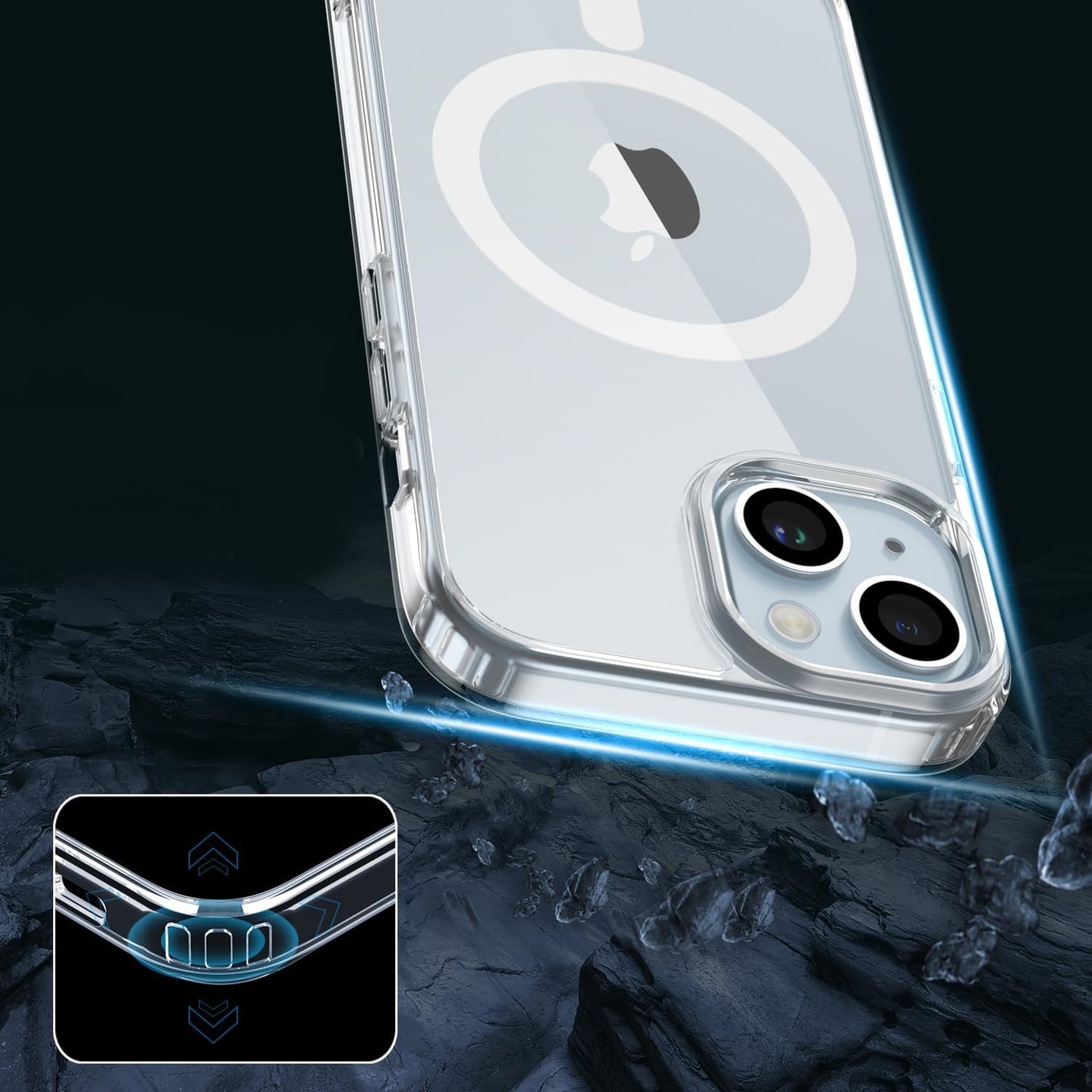 Coque Magnétique Magsafe iPhone 15 Antichoc Transparente + Verre trempé