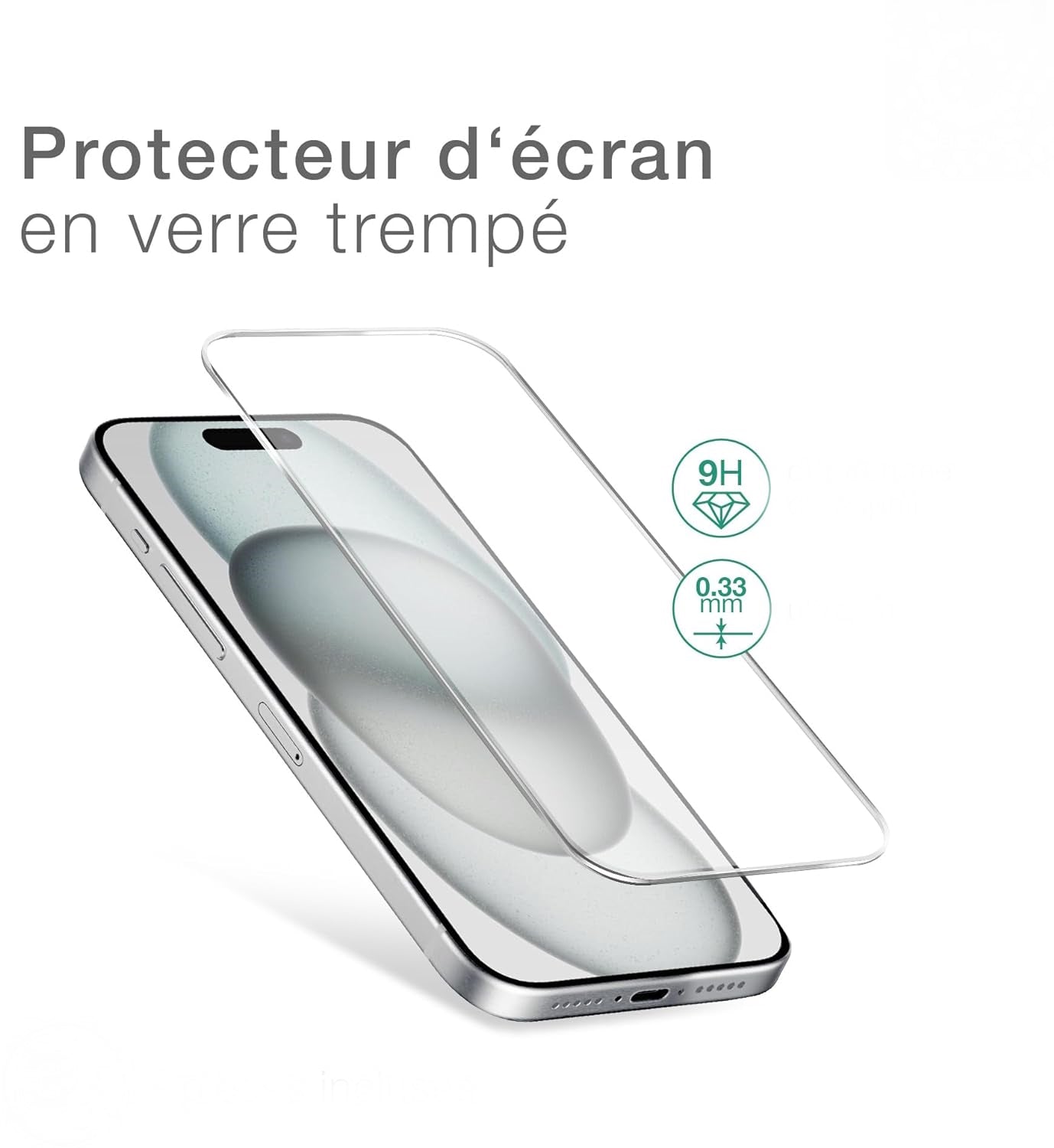 Coque iphone 15 Anti-choc Transparente + 1 Verre Trempé Protection Caméra