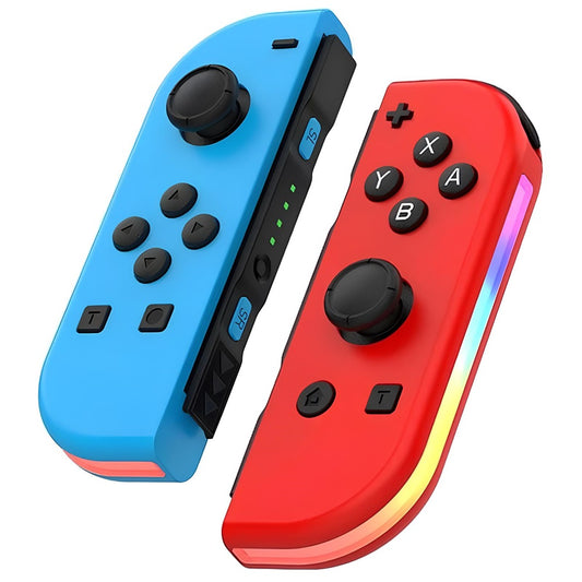 Manette pour Nintendo Switch Joy-Con Contrôleur sans fil Bleu Rouge LED RVB (Générique)