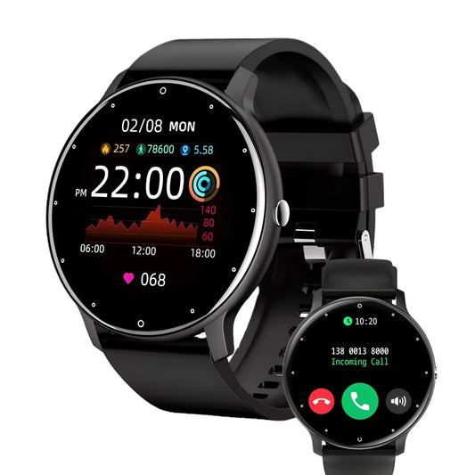 Montre Connectée Homme Femme Smartwatch Intelligente Sport Étanche Noir Android iOS