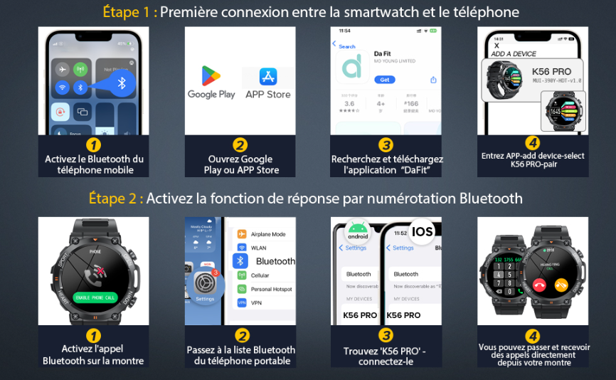 Montre Connectée Homme Smartwatch Intelligente Sport 1.39 HD Étanche Android iOS