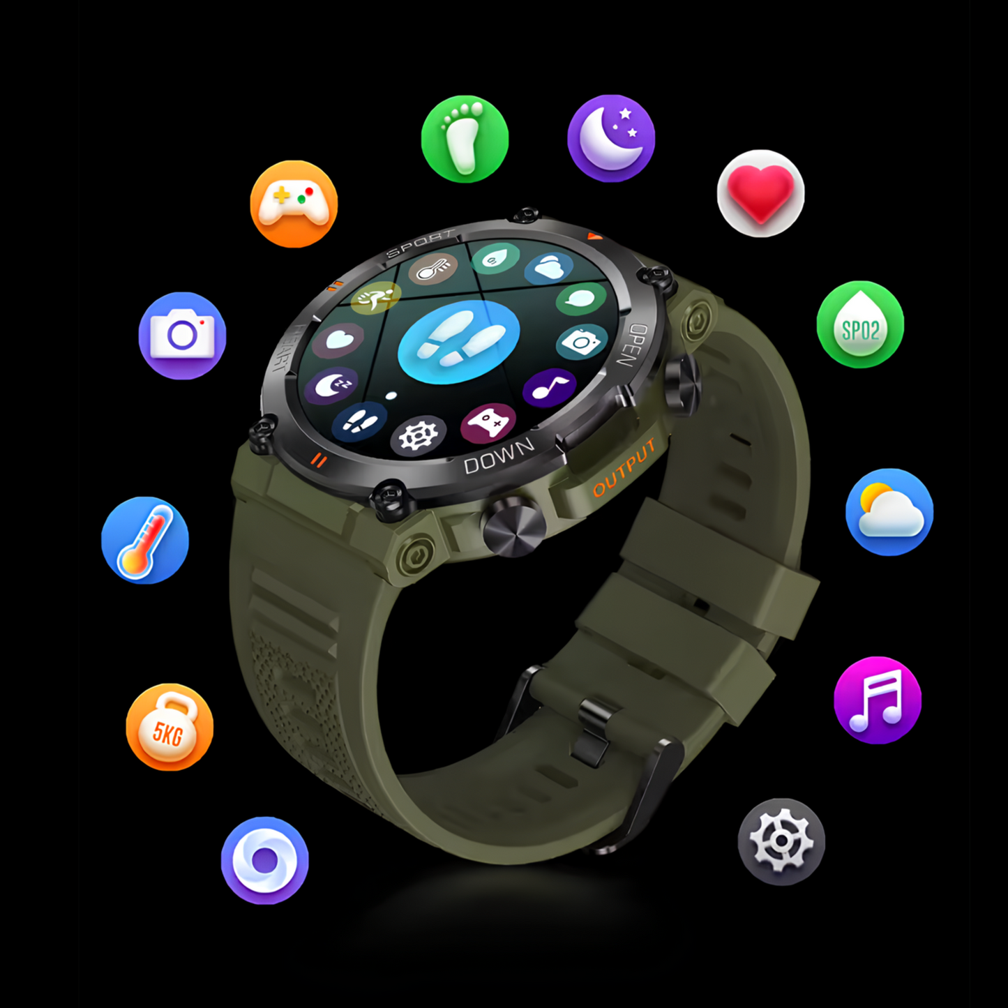 Montre Connectée Homme Smartwatch Intelligente Sport 1.39 HD Étanche Android iOS