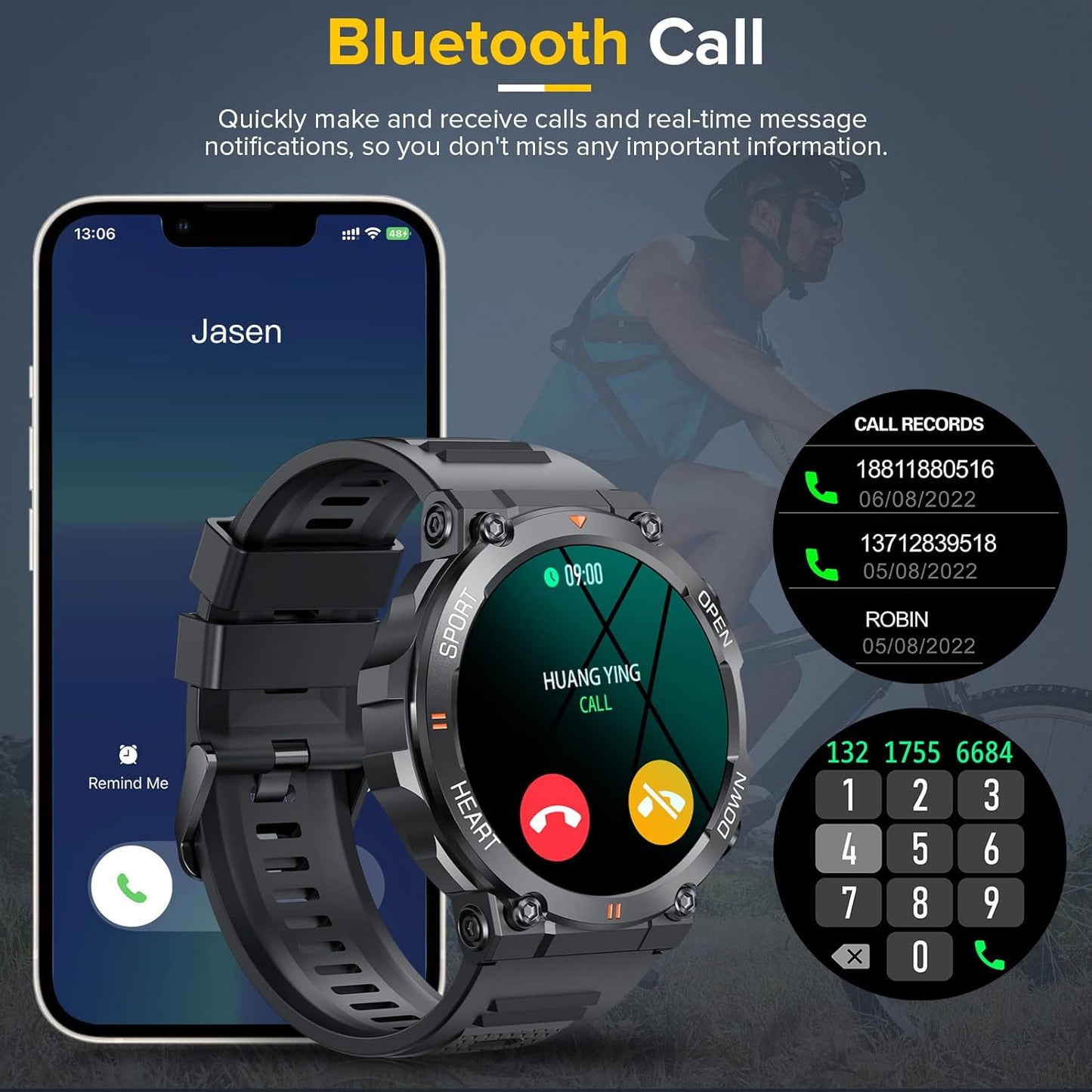 Montre Connectée Homme Smartwatch Intelligente Sport 1.39 HD Étanche Android iOS