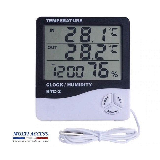 Station météo Thermomètre digital intérieur avec sonde extérieur Hygromètre température horloge 1