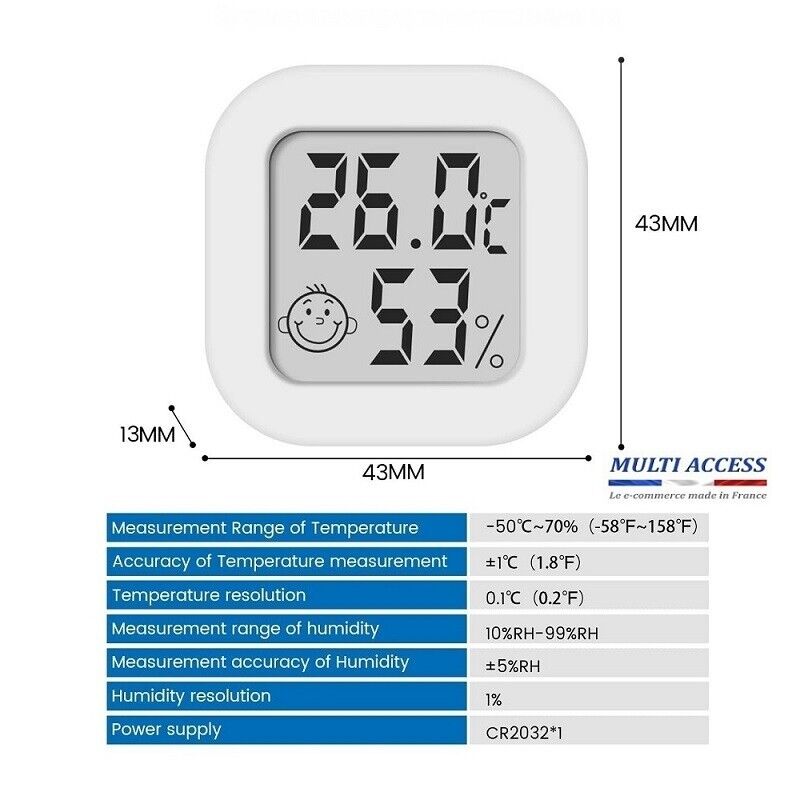 2X Mini Thermomètre Hygromètre Intérieur Digital Température Humidité Maison