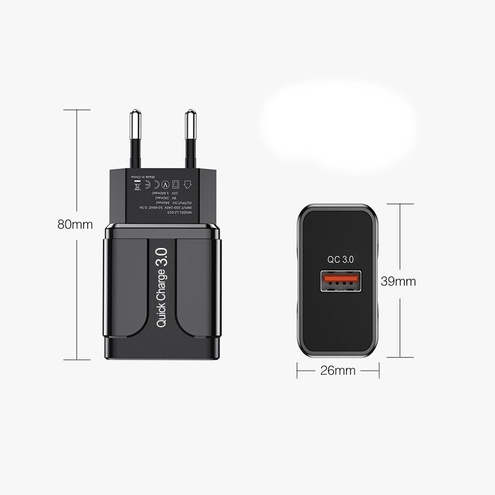 Chargeur sans Fil Rapide 15W Induction + Secteur Noir pour iPhone Samsung Xiaomi Google